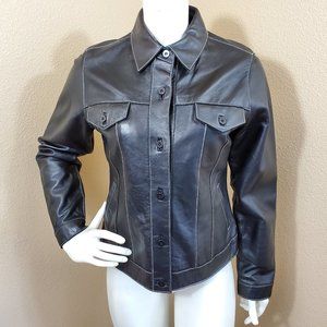 ISDA&CO Black 100% Genuine Leather Jacket S